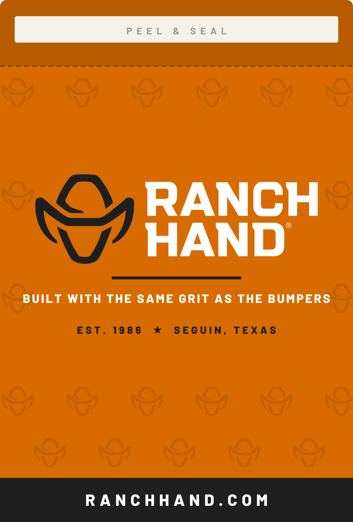 Ranch Hand poly mailer flat art with peel-and-seal flap