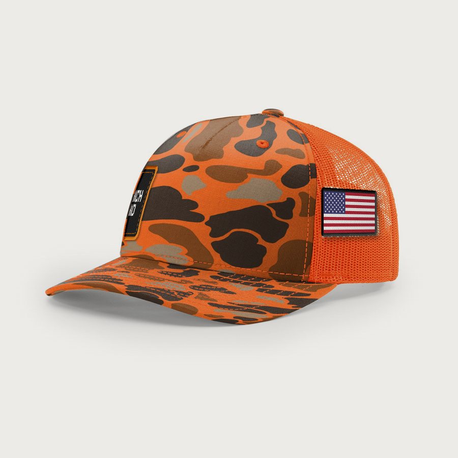 Ranch Hand Camo Trucker &mdash; Blaze Duck Camo/Blaze, side