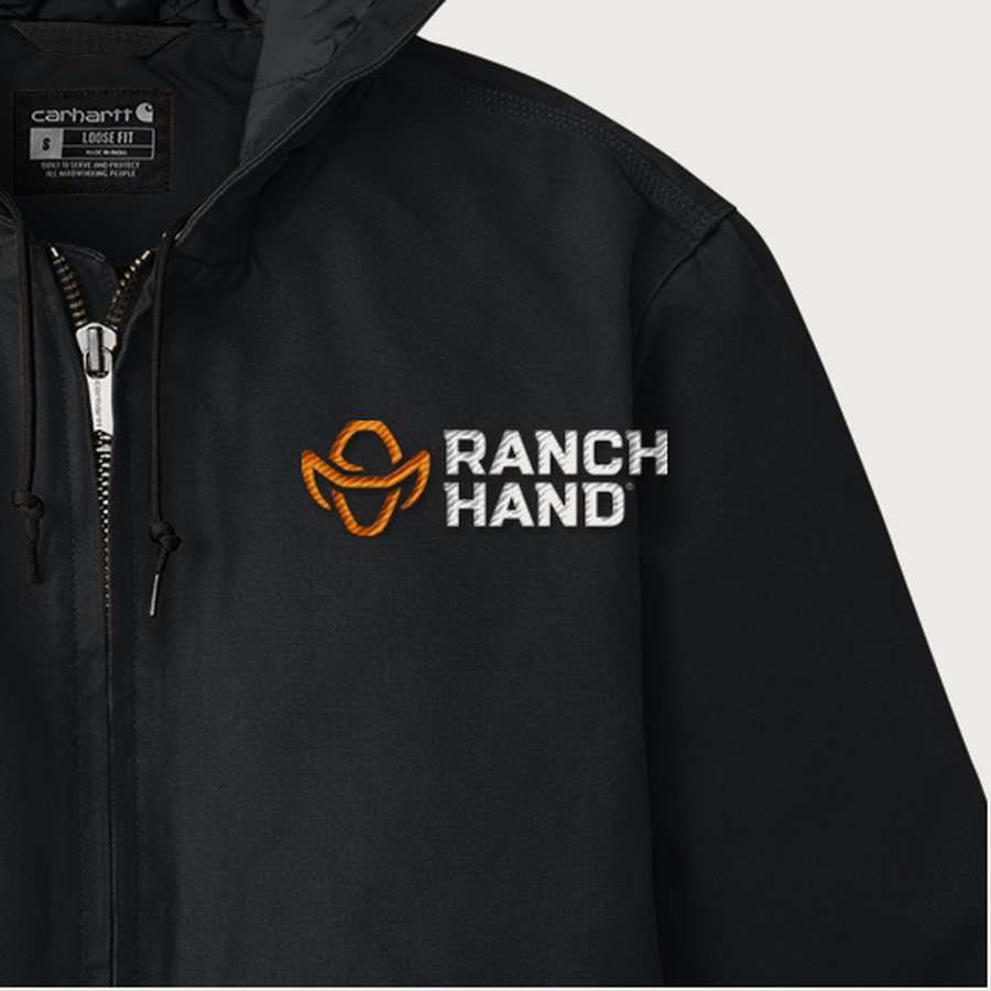 Ranch Hand Carhartt Duck Active Jac &mdash; Black, logo detail